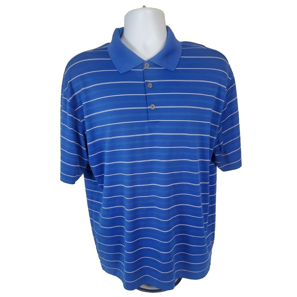 Nike Golf Polo Shirt Men's Large Blue‎ Stripes Dri Fit